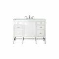 James Martin Vanities Addison 48in Single Vanity, Glossy White w/ 3 CM Ethereal Noctis Top E444-V48-GW-3ENC